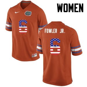 Women's Florida Gators #6 Dante Fowler Jr. NCAA Nike Orange USA Flag Fashion Authentic Stitched College Football Jersey EIE1062RW